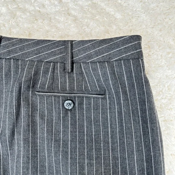 Michael Kors Women's 16 Gray Striped Pencil Skirt Office Wool Blend Academia - Picture 3 of 13